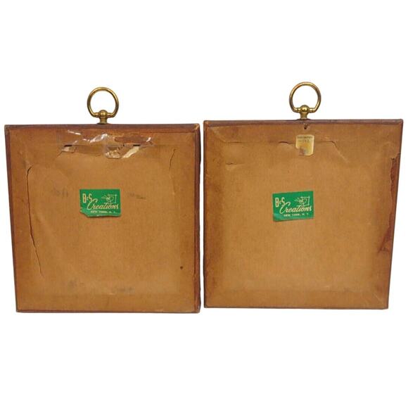 Vintage Pair B&S Creations NY Framed Wall Art Porcelain Cameos Gold Gilt 1940’s - Picture 2 of 10